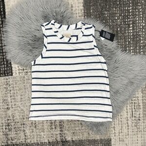 Chaser Women's Raw Hem‎ White/Navy Stripe Sleeveless Tank Size Large